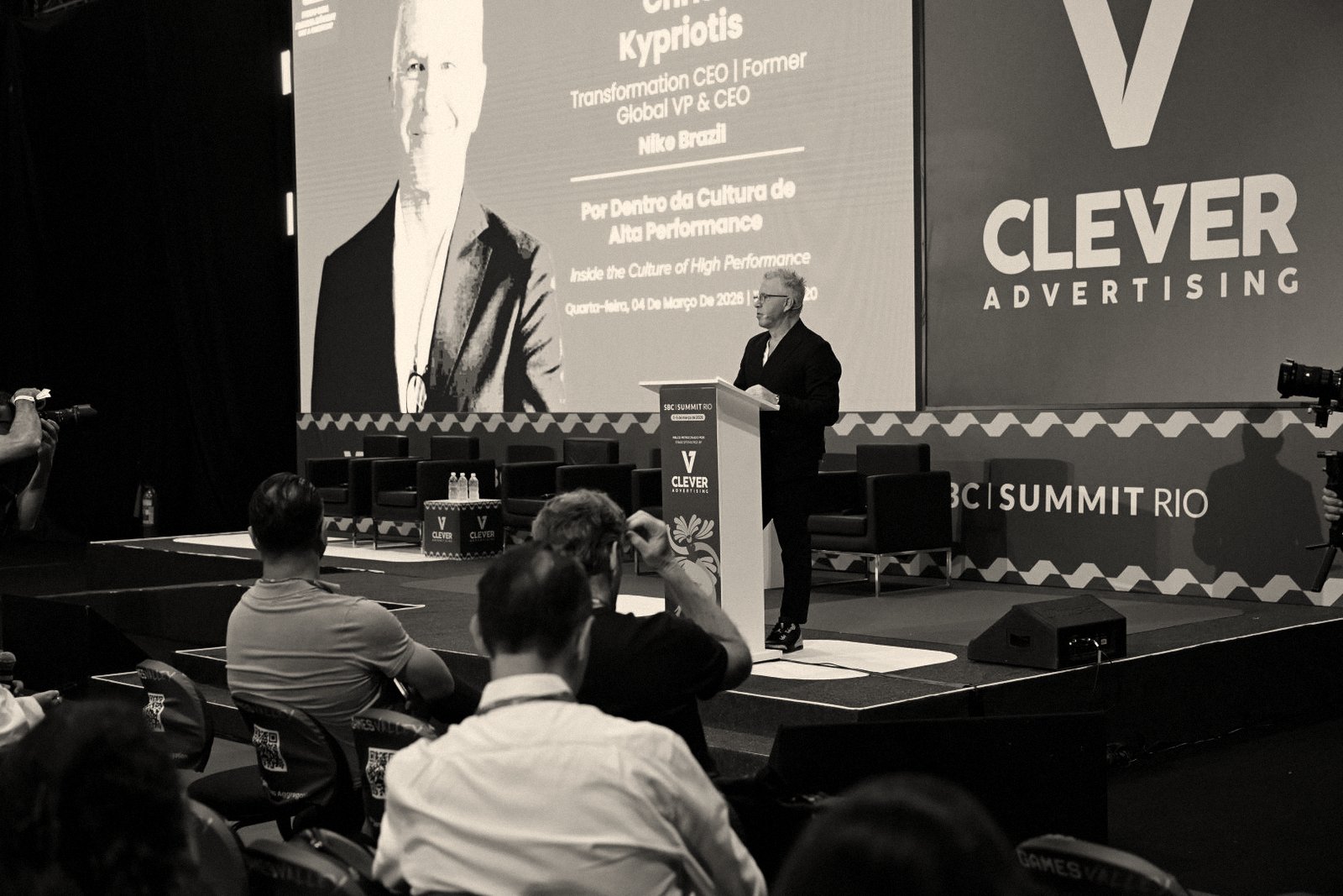 Chris Kypriotis delivering the keynote at SBC Summit Rio 2026