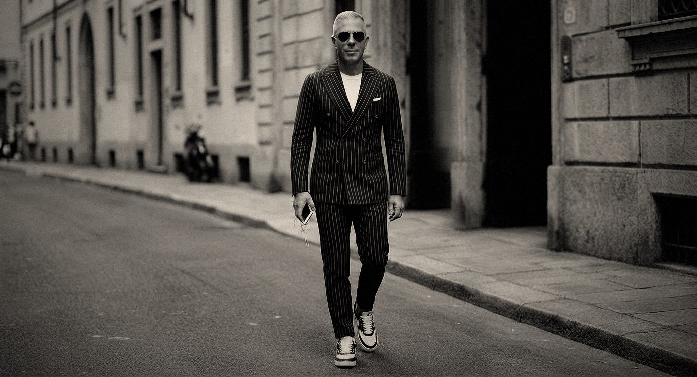 Chris Kypriotis walking in Milan